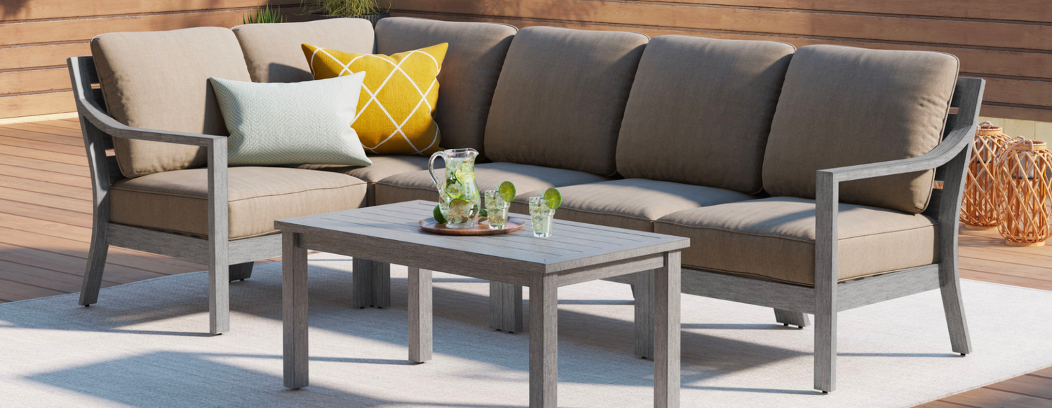 Outdoor sofa with drinks on coffee table from Villa Outdoors