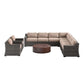 Bristol Wicker 9-Seat Sectional with Round Fire Pit