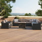 Bristol Wicker 9-Seat Sectional with Faux Stone Fire Pit