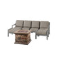 Parker Aluminum Outdoor Double Chaise Sectional with Faux Stone Fire Pit -4 - 6 Seat