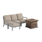 Parker Aluminum Outdoor Sofa Sectional with Faux Stone Fire Pit - 3 - 4 Seat