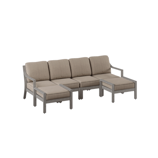 Parker Aluminum Outdoor Sofa with Ottomans -4-6 Seat
