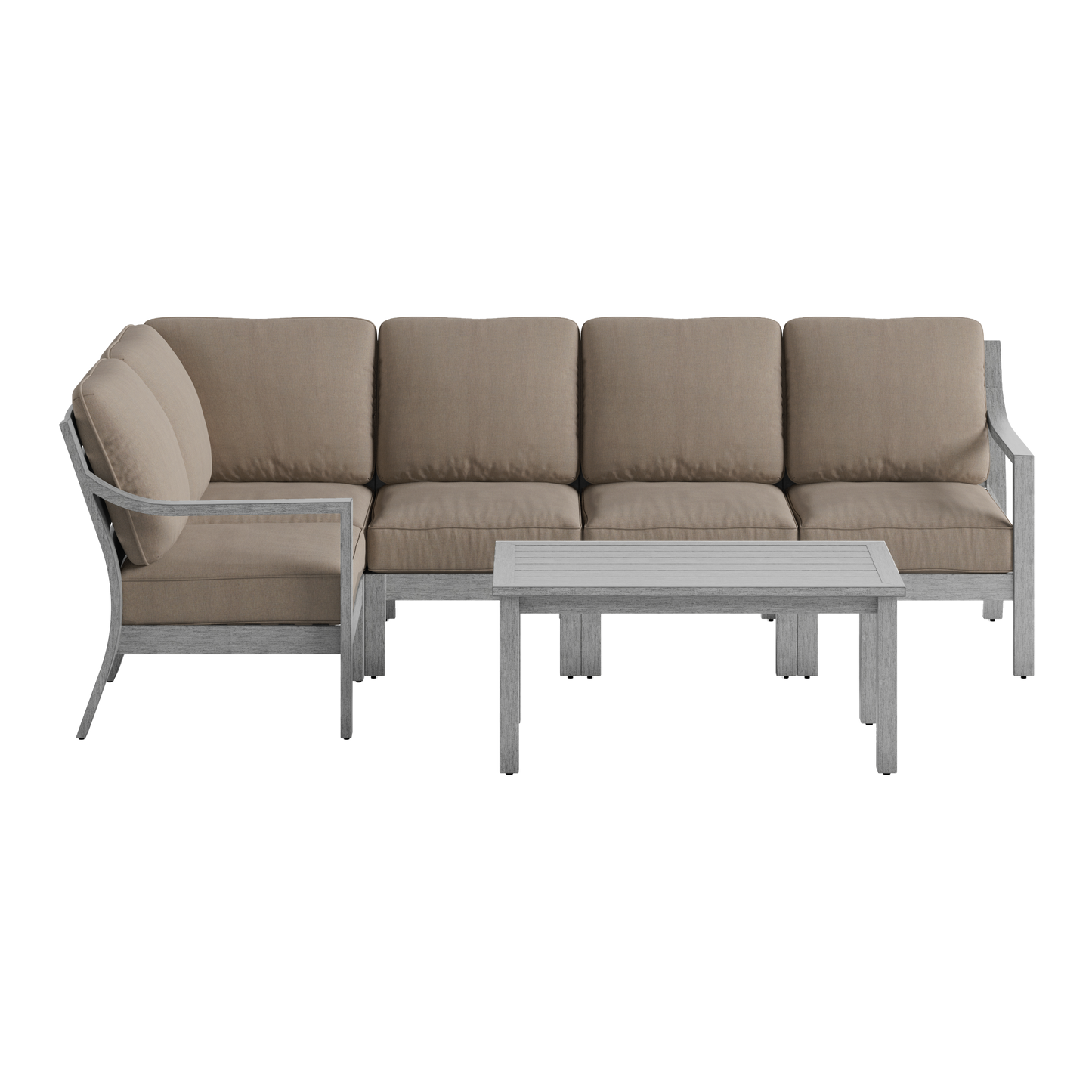 Parker Aluminum Outdoor L Sectional With Coffee Table -5 Seat
