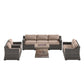 Bristol Wicker 7-Seat Sofa Set with Faux Stone Fire Pit