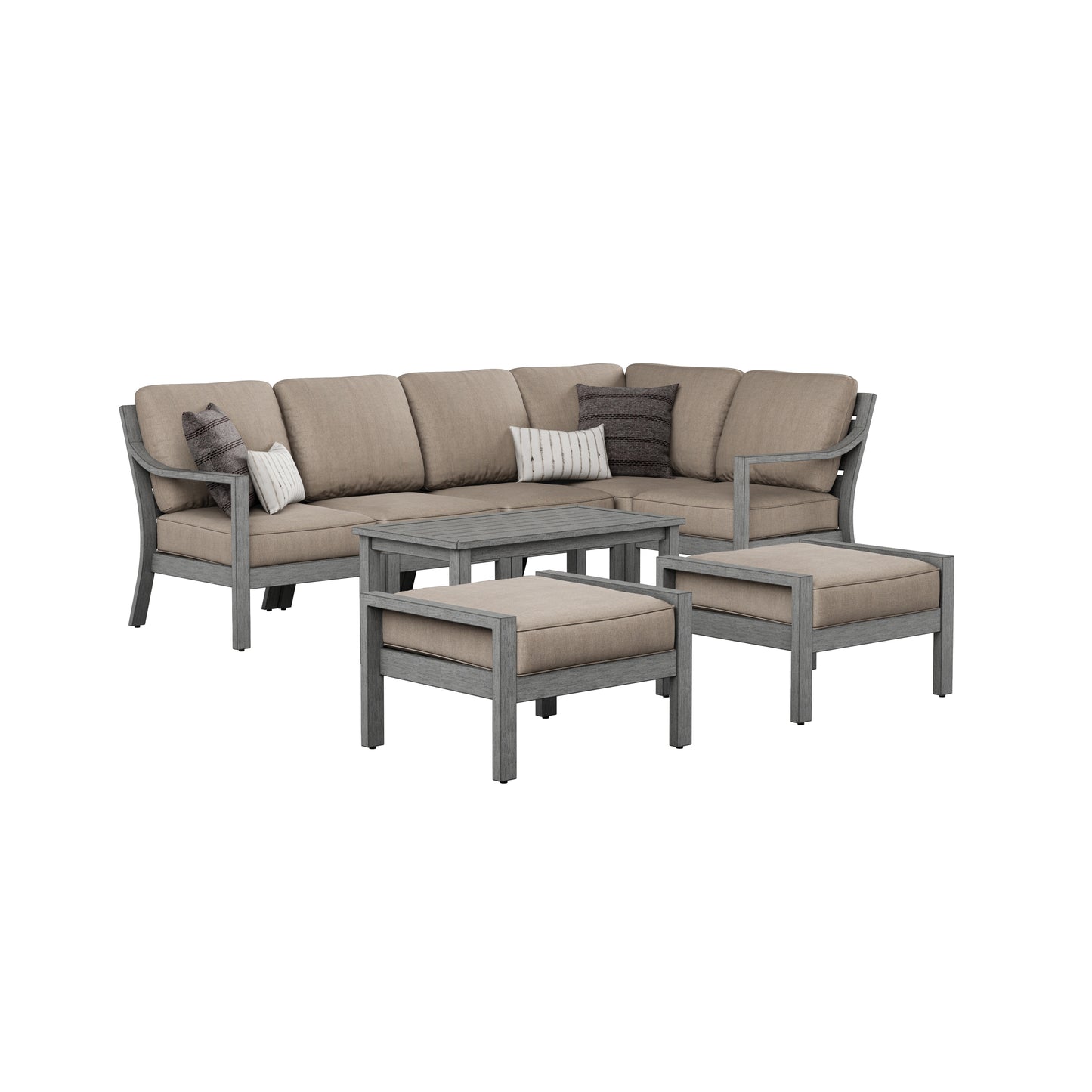 Parker Aluminum Sectional Set with Coffee Table -7 Seat