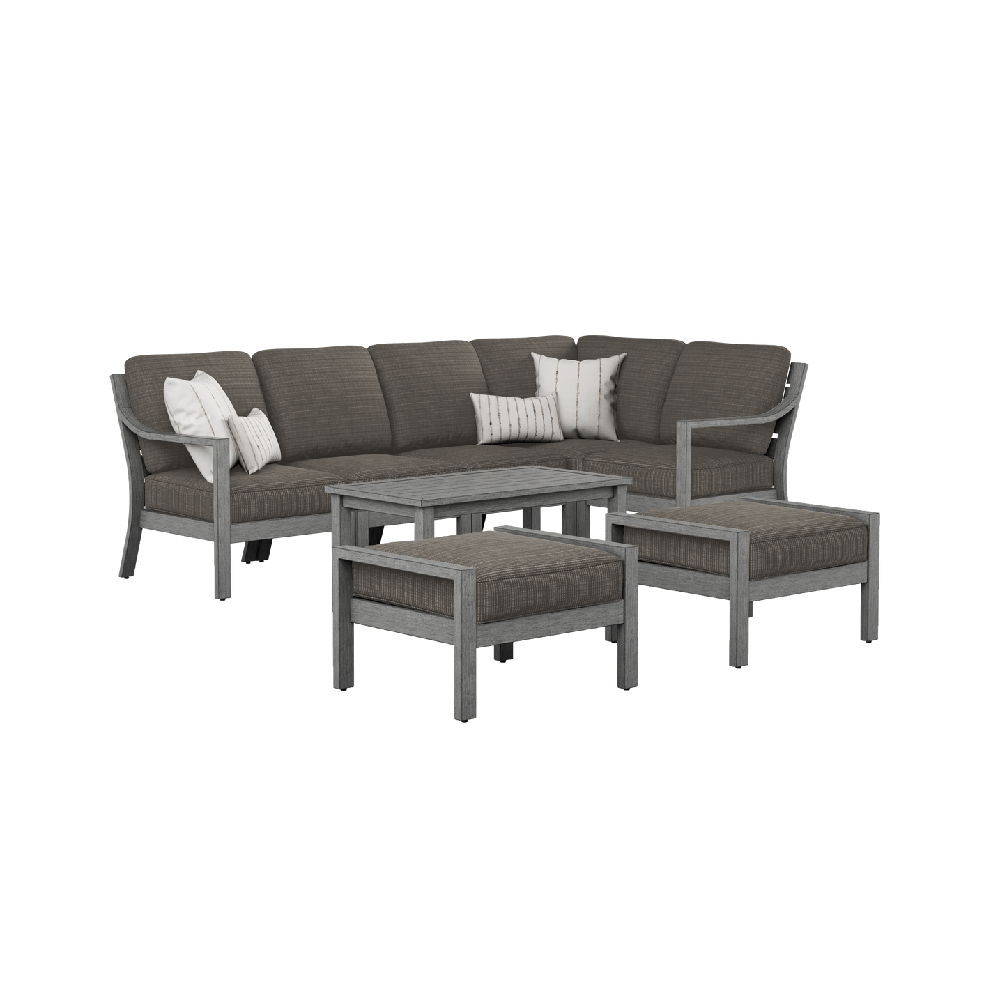 Parker Aluminum Sectional Set with Coffee Table -7 Seat