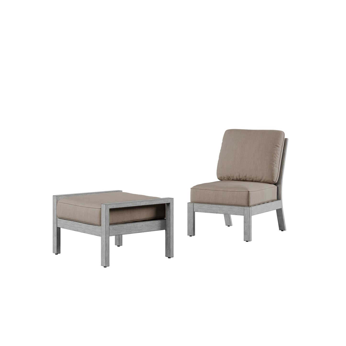 Parker Aluminum Armless Patio Chair with Ottoman