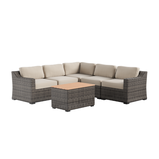 Bristol Wicker Outdoor L Sectional Set -5 Seat